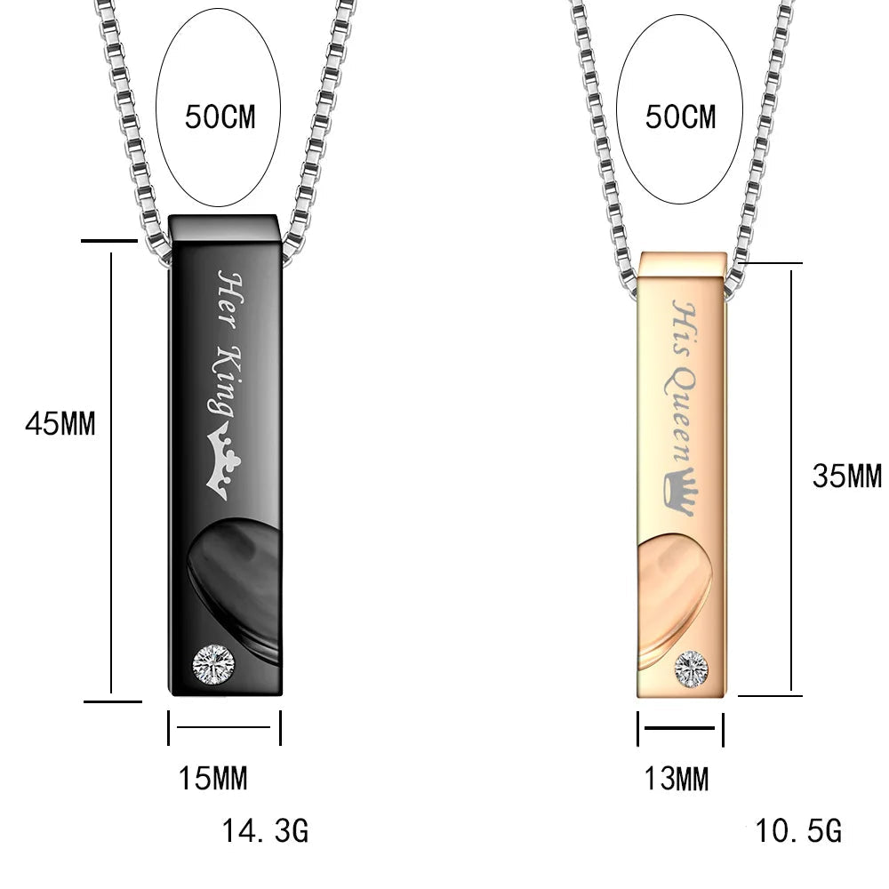 Halsketten für Paare mit Anhänger, Stäbchen und Herz