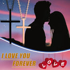 Halsketten für Paare Anhänger Kreuz Schwarz und Roségold