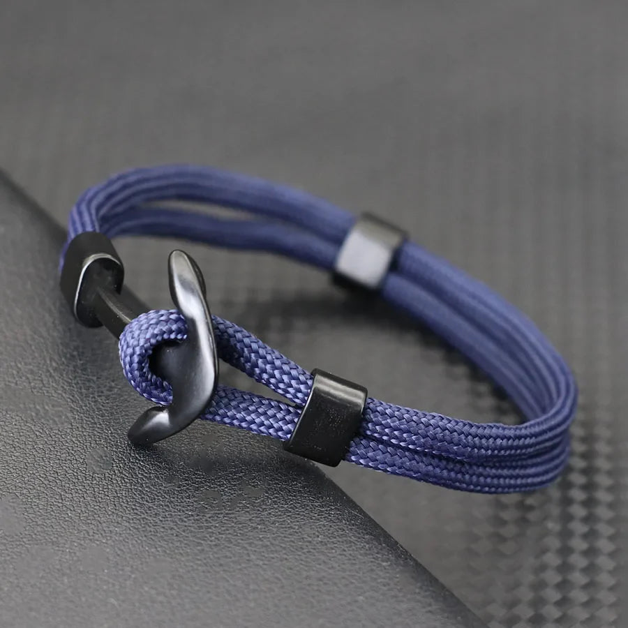 Doppelanker-Armband schwarz marineblau
