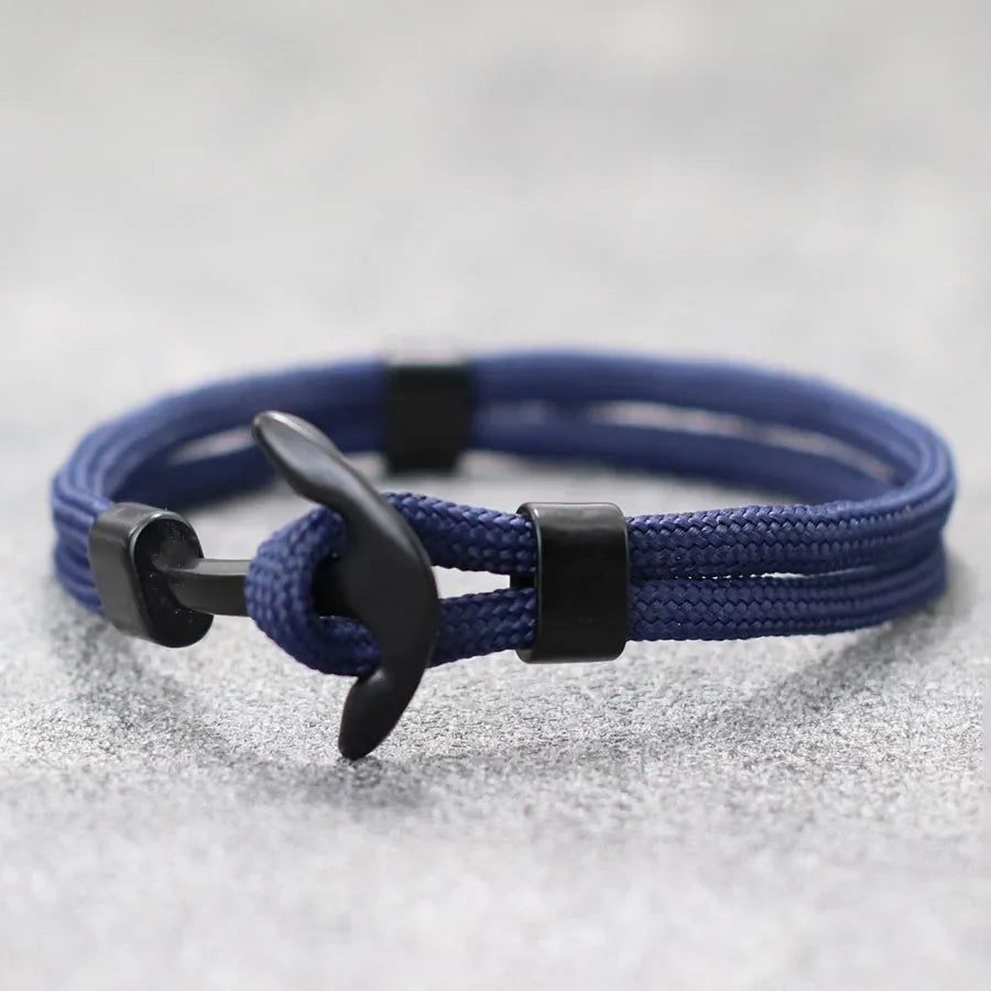 Doppelanker-Armband schwarz marineblau