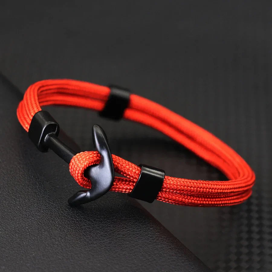 Doppelanker-Armband schwarz orange