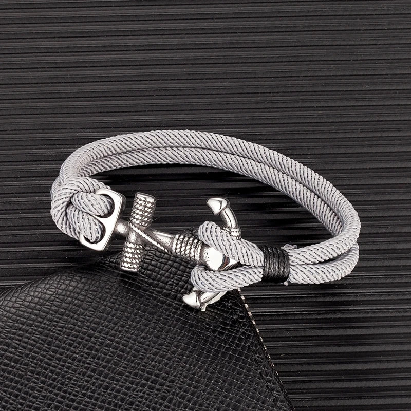 Doppelanker-Armband für Herren grau