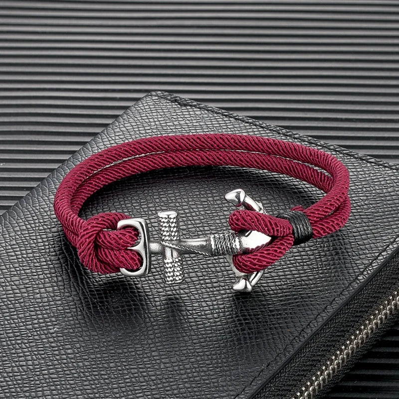 Doppelanker-Armband für Herren rot
