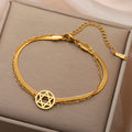 Doppelarmband mit dem Davidstern, jüdisches Symbol, Gold