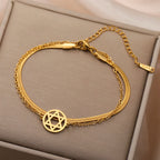 Doppelarmband mit dem Davidstern, jüdisches Symbol, Gold