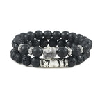 Gourmette-Armband aus natürlichen Steinen, buddhistisch, schwarz