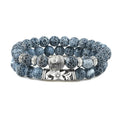 Gourmette-Armband aus natürlichen Steinen, buddhistisch, grau