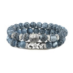Gourmette-Armband aus natürlichen Steinen, buddhistisch, grau
