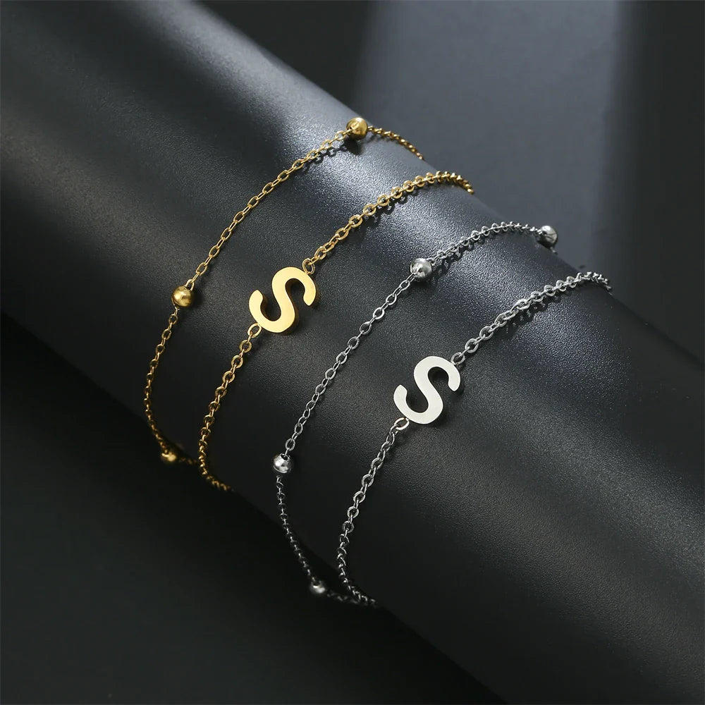Doppelarmband mit Initiale - Buchstabe 