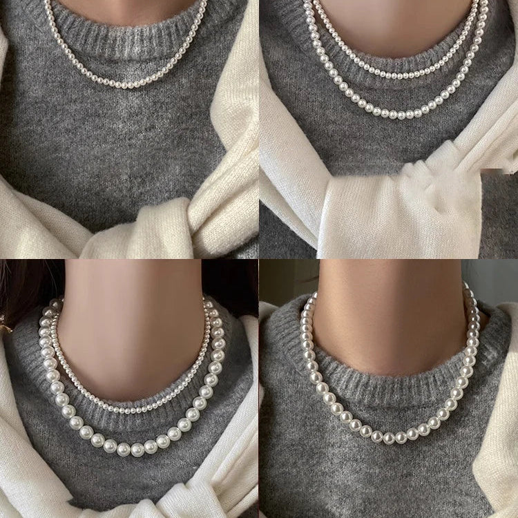 Elegante weiße Perlenhalskette als Choker