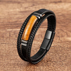 Gourmette Tigerauge Lederarmband für Herren