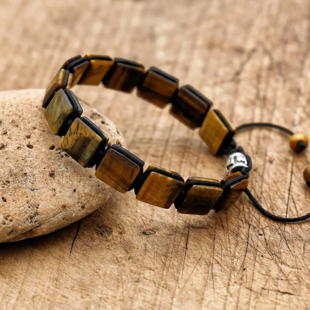 Gourmette Tigerauge Damen Armband mit Kordel