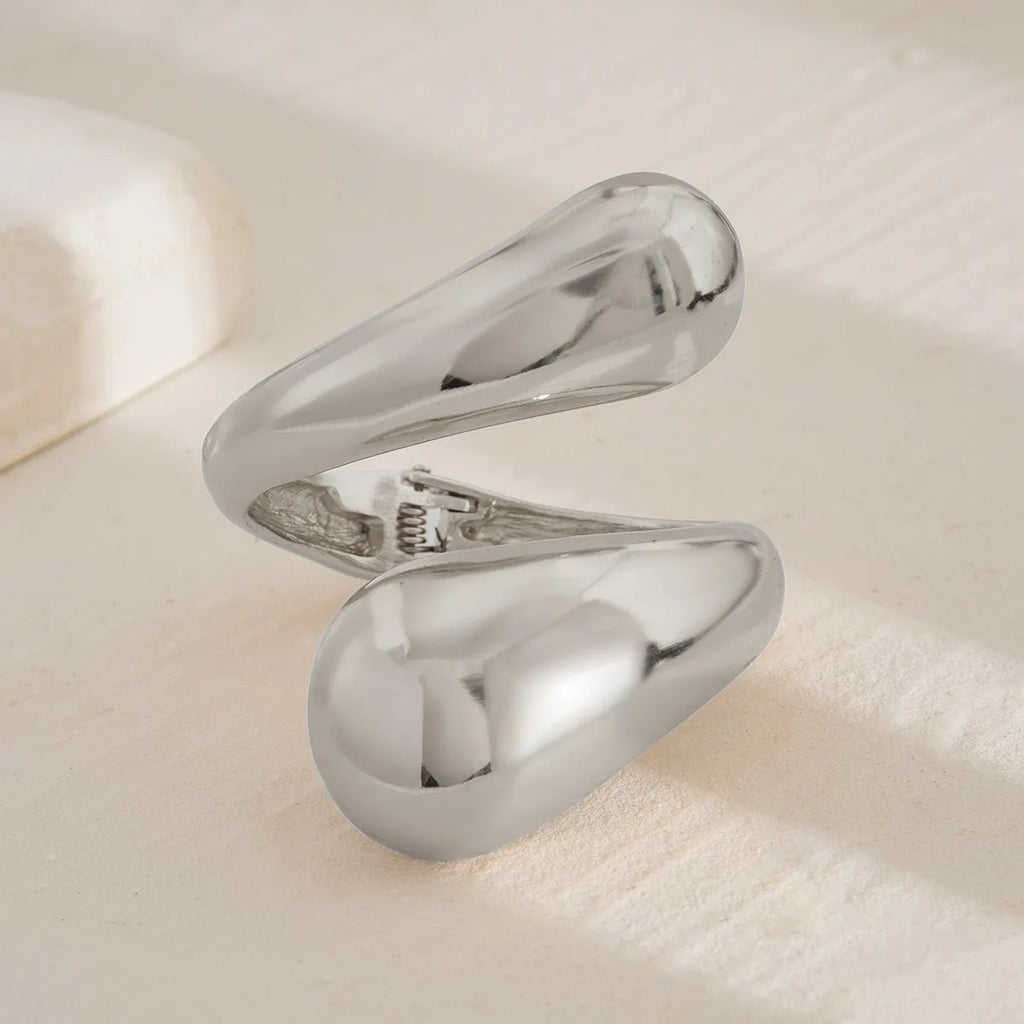 Großes Gourmette-Armband Wassertropfen silber