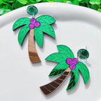 Große bunte Ohrringe Palme grün