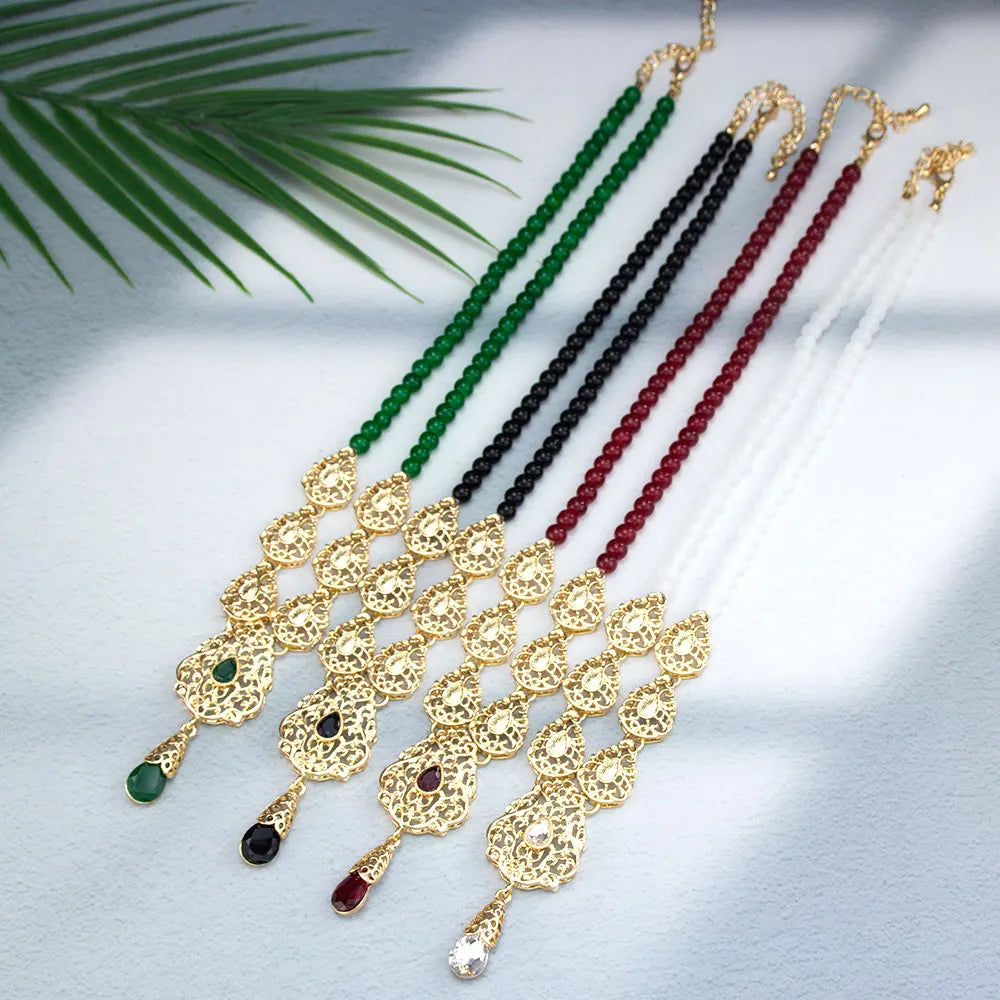 Langer Halskette mit traditionellem rotem arabischem Hochzeitsanhänger