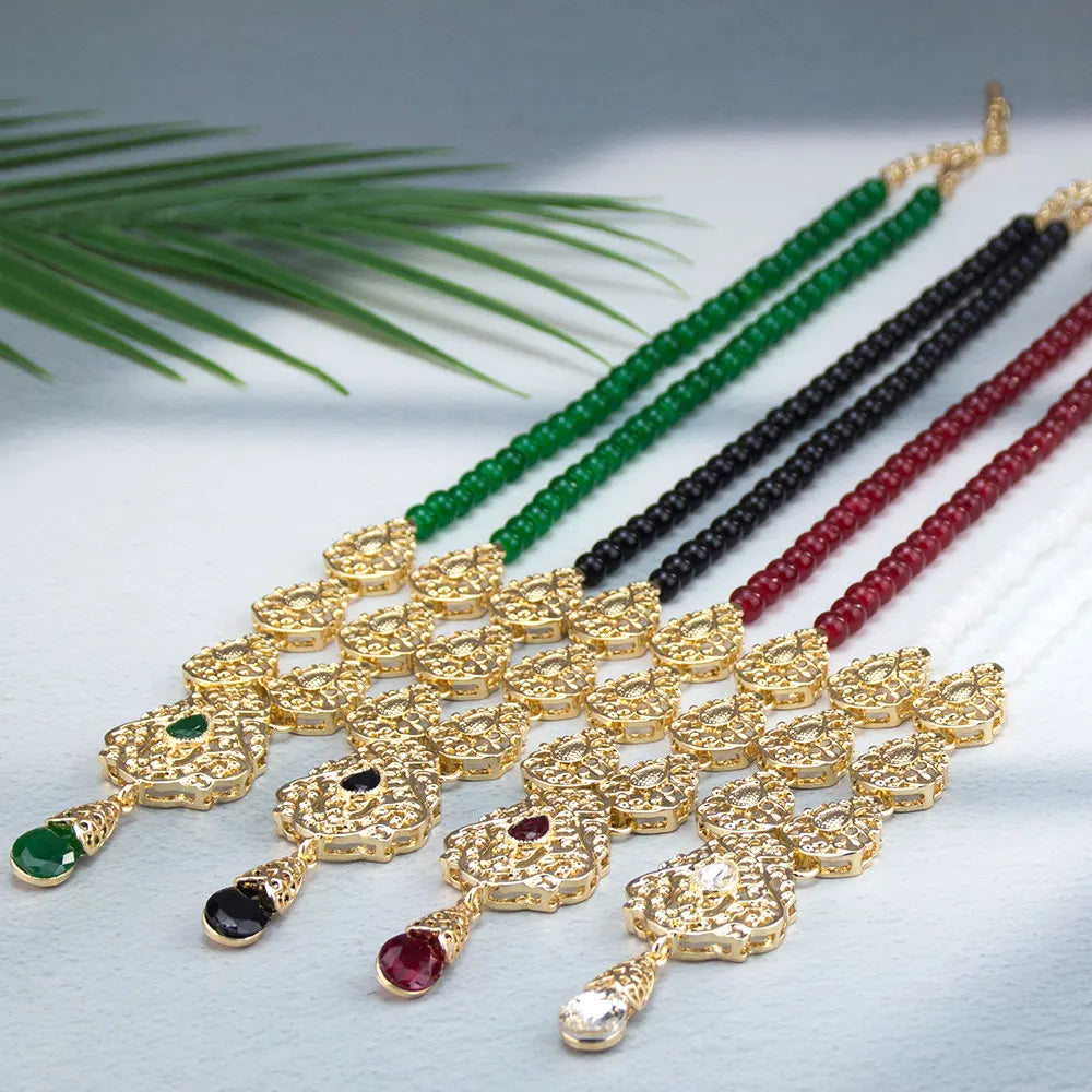 Langer Halskette mit traditionellem schwarzem arabischem Hochzeitsanhänger