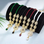 Langer Halskette mit traditionellem weißem arabischem Hochzeitsanhänger