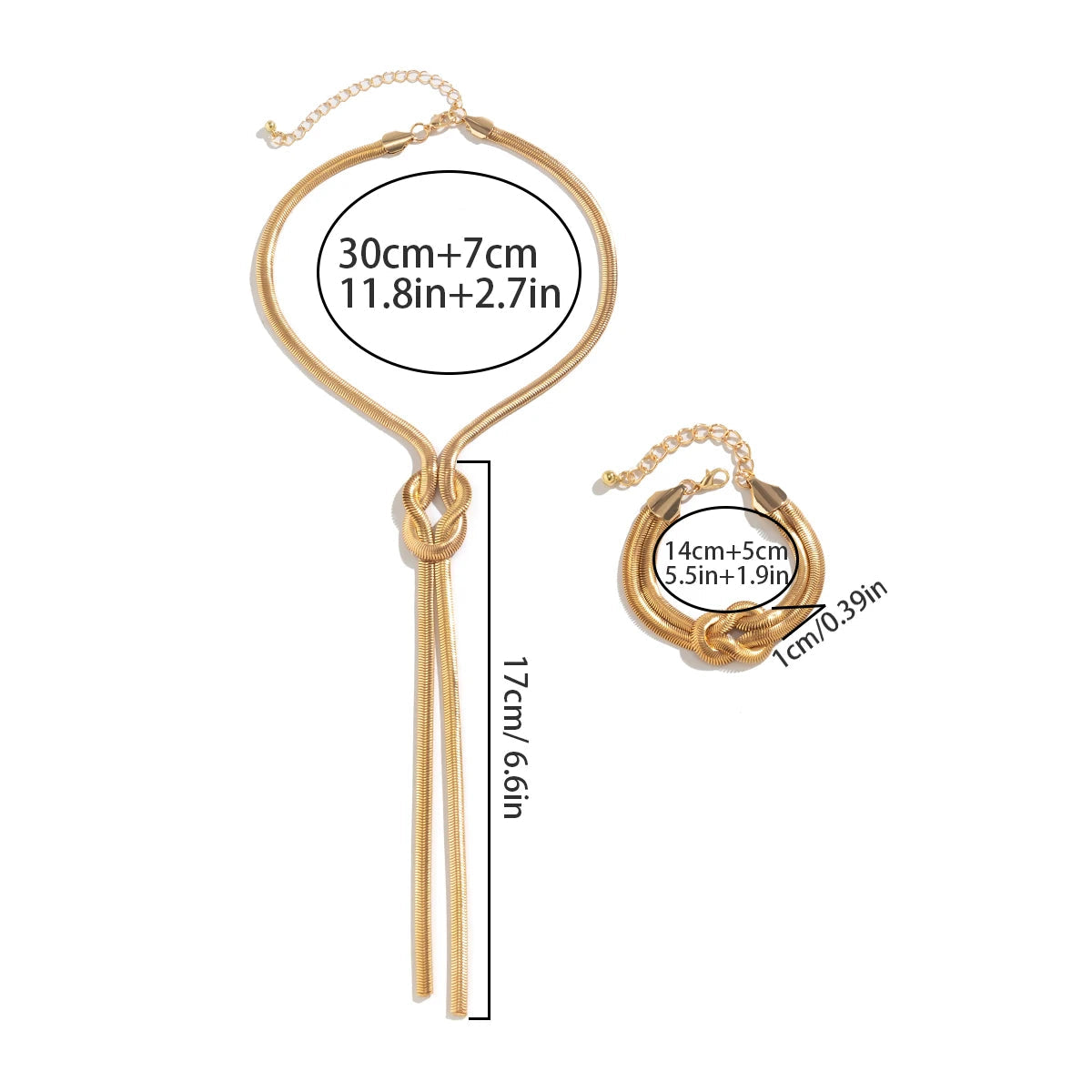 Lange Halskette mit Ausschnitt & ihr Knotenarmband