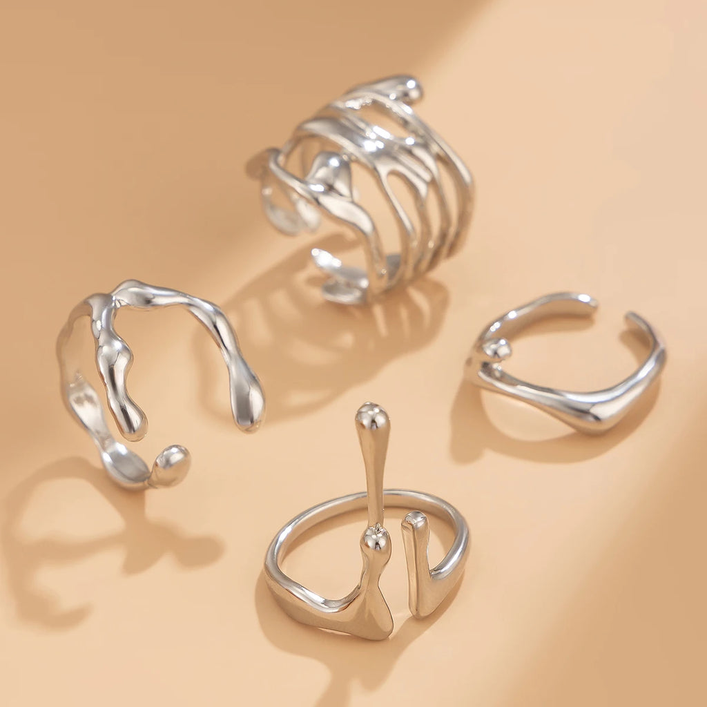Langer Ring Wassertropfen Silber