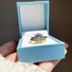 Set aus 2 Ringen Mond oder Sonne mit Zirkonia für Paare