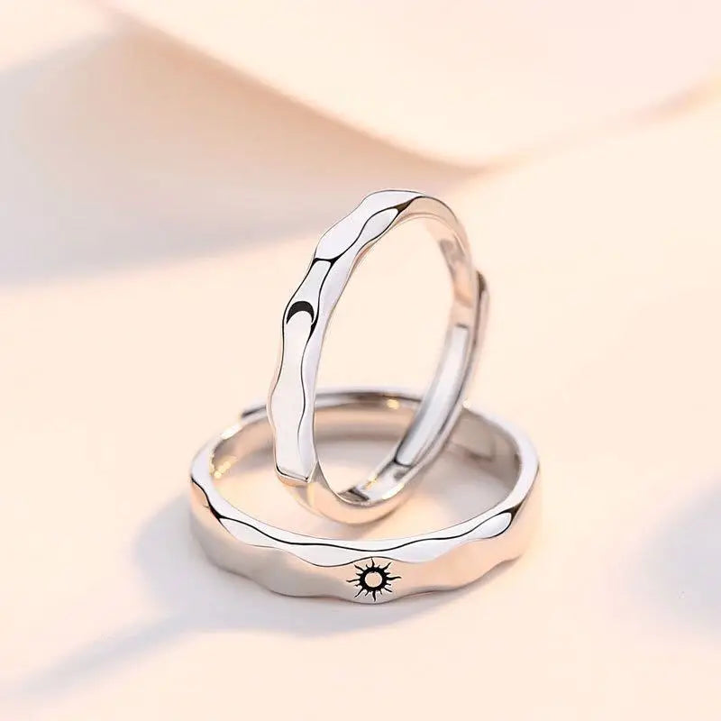 Set mit 2 Ringen für Paare, Sonnen- und Mondring, romantisch