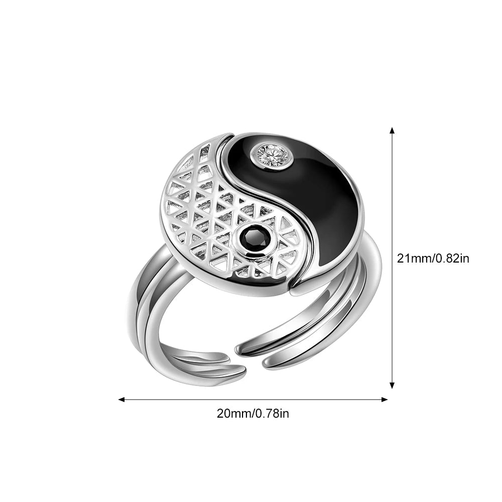 Set mit 2 Yin Yang Ringen mit Zirkonia