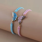 Set mit 2 Schmetterlingsflügel-Armbändern für beste Freunde in Blau und Rosa