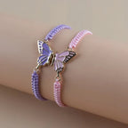 Set mit 2 Schmetterlingsflügel-Armbändern für beste Freunde in Violett und Rosa