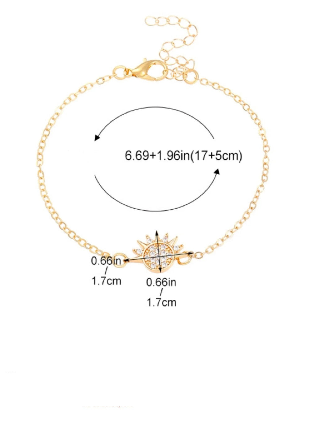 Set mit 2 Mond- oder Sonnenarmbändern aus Zirkon für Paare