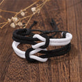 Set aus 2 Knotenarmbändern für Paare, weiß und schwarz