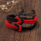 Set aus 2 Knotenarmbändern für Paare, rot und schwarz