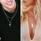 2er Set Halsketten mit Steinanhänger für Paare