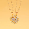 Set mit 2 Halsketten mit Mond- oder Sonnenanhänger aus Zirkon für Paare in Gold