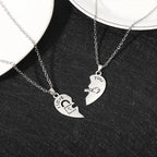 Set mit 2 Halsketten mit halben Herzanhängern "Ich liebe dich" für Liebespaare