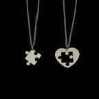 Set mit 2 Halsketten mit Puzzle-Anhänger für Paare