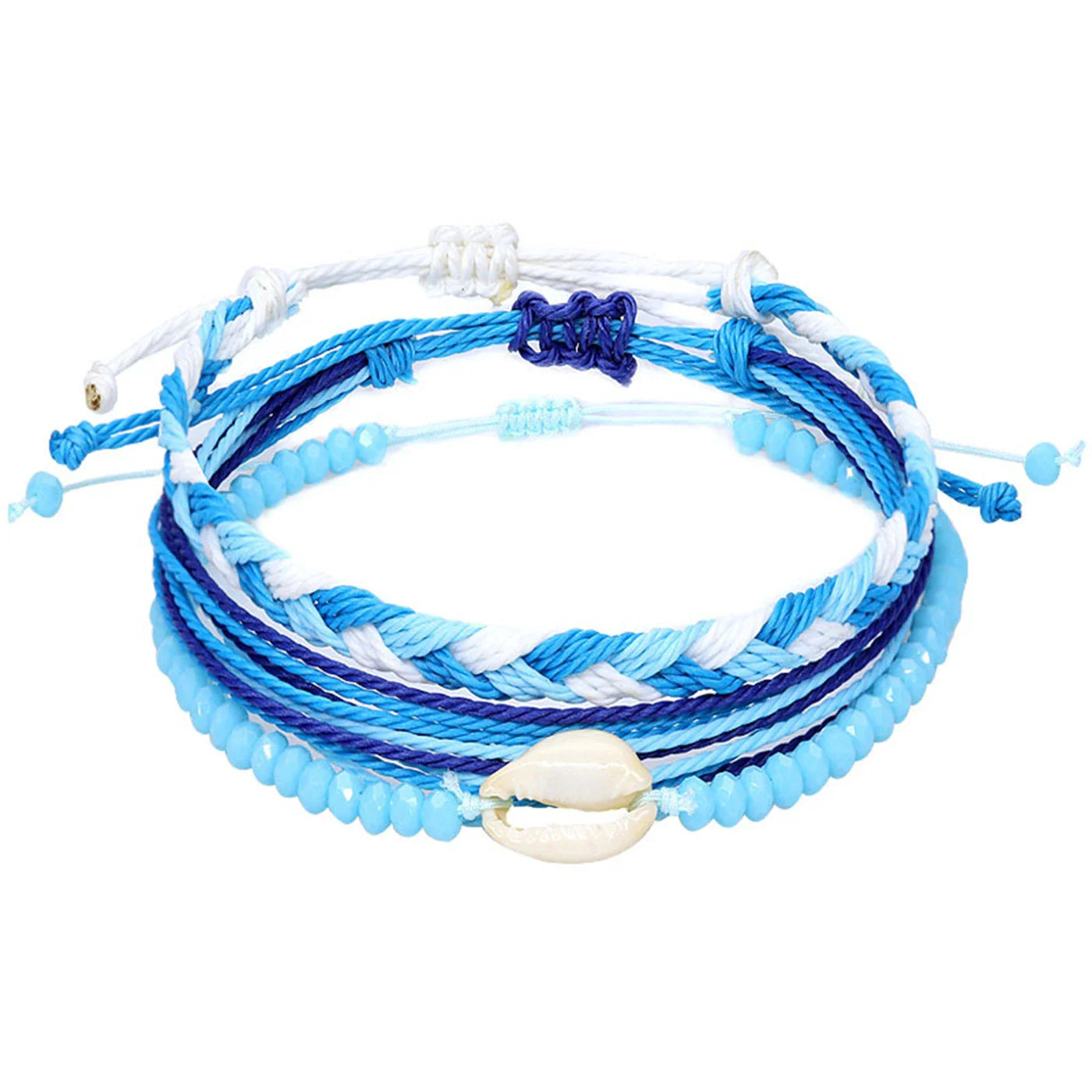 Set aus 3 farbigen, wasserdichten brasilianischen Armbändern türkisblau