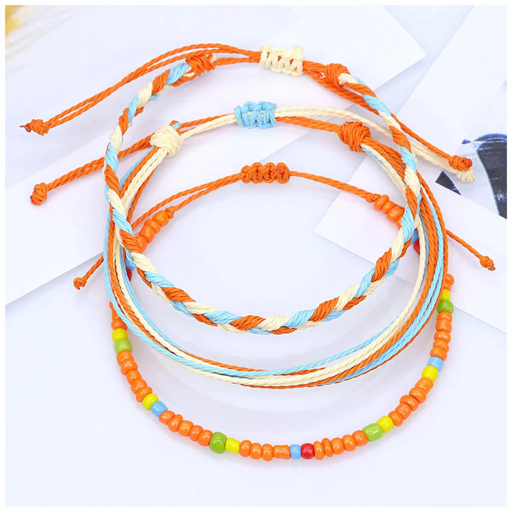 Set aus 3 farbigen, wasserdichten brasilianischen Armbändern