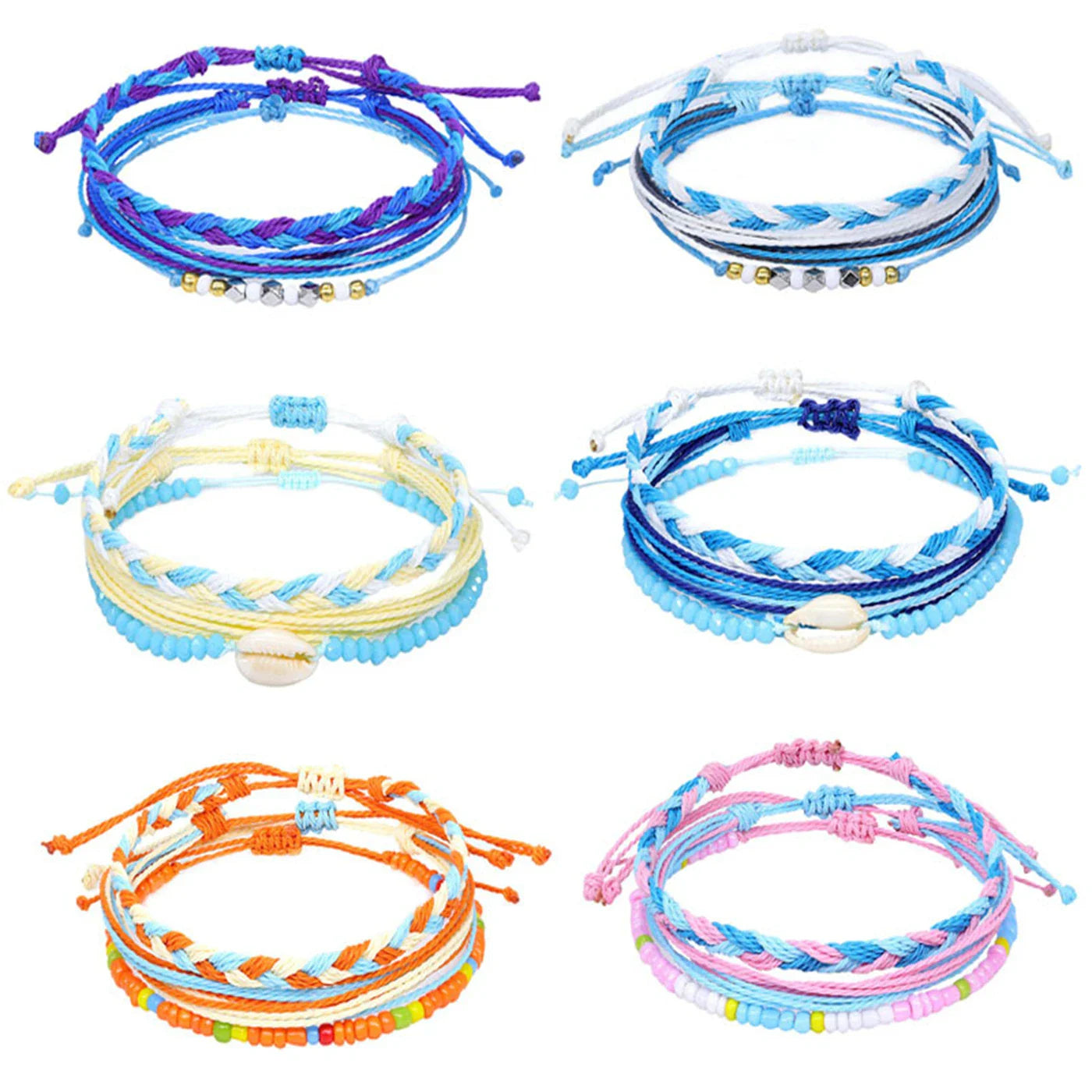 Set aus 3 farbigen, wasserdichten brasilianischen Armbändern