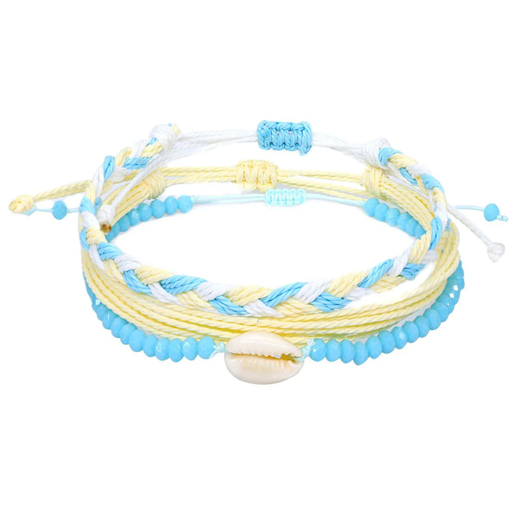 Set aus 3 farbigen, wasserdichten brasilianischen Armbändern gelb