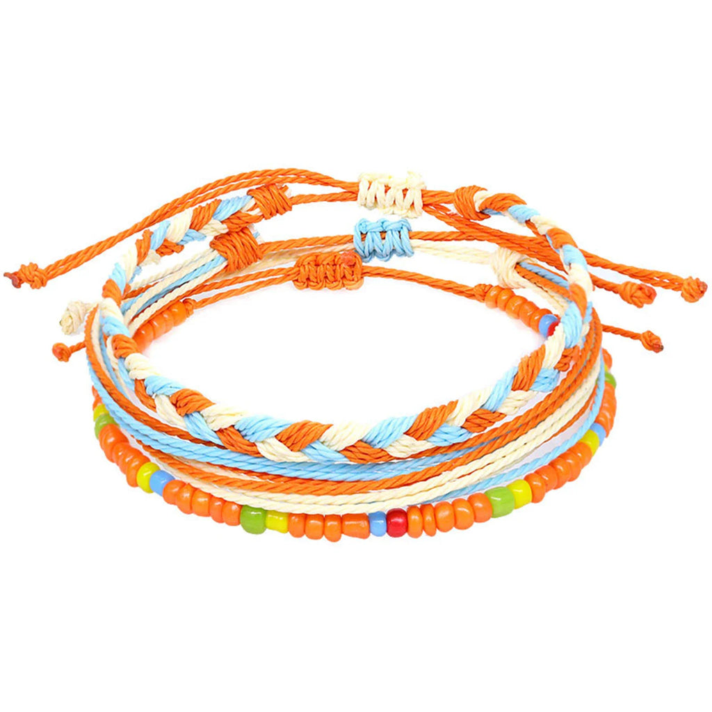 Set aus 3 farbigen, wasserdichten brasilianischen Armbändern orange