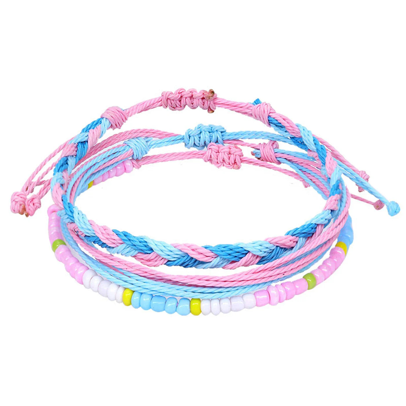 Set aus 3 farbigen, wasserdichten brasilianischen Armbändern rosa