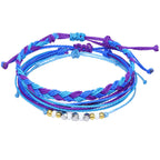 Set aus 3 farbigen, wasserdichten brasilianischen Armbändern violett