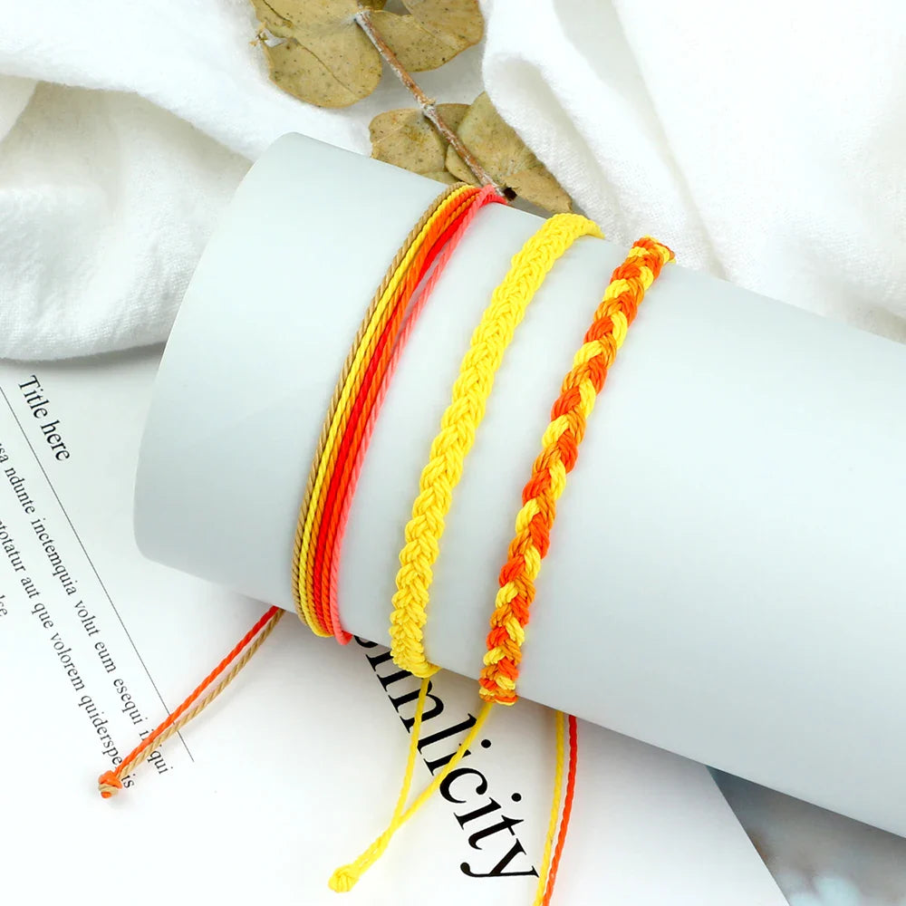 3er-Set wasserdichte geflochtene brasilianische Armbänder gelb
