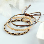 3er-Set wasserdichte geflochtene brasilianische Armbänder beige