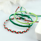 3er-Set wasserdichte geflochtene brasilianische Armbänder grün und rot