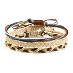 3er-Set wasserdichte geflochtene brasilianische Armbänder beige