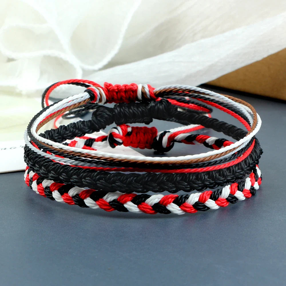 3er-Set wasserdichte geflochtene brasilianische Armbänder schwarz