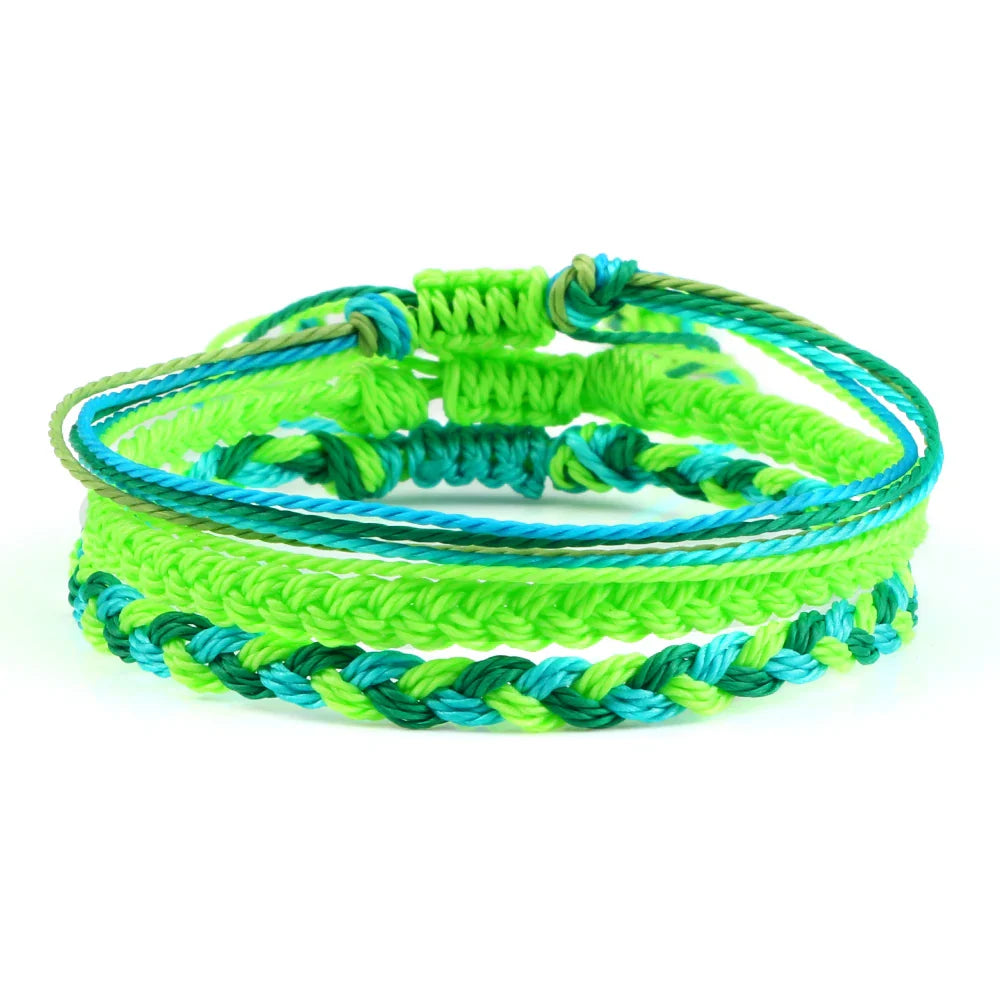 3er-Set wasserdichte geflochtene brasilianische Armbänder grün 