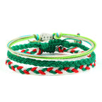 3er-Set wasserdichte geflochtene brasilianische Armbänder grün und rot 
