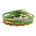 3er-Set wasserdichte geflochtene brasilianische Armbänder grün und orange